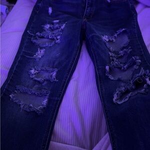 Rue21 Dark Blue Distressed Skinny Jeans